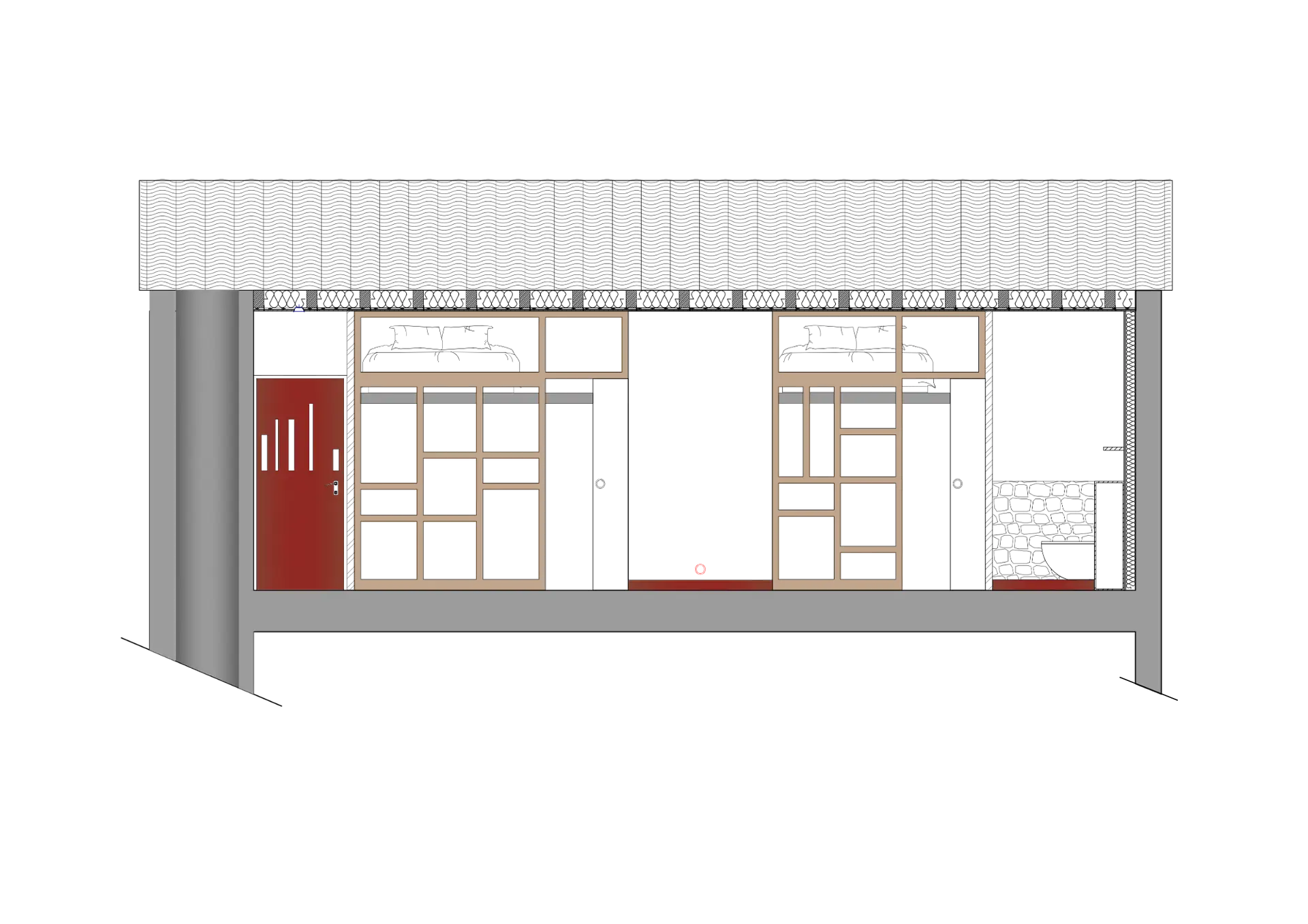 Coupe d’un projet d’aménagement intérieur, dessin d’architecte