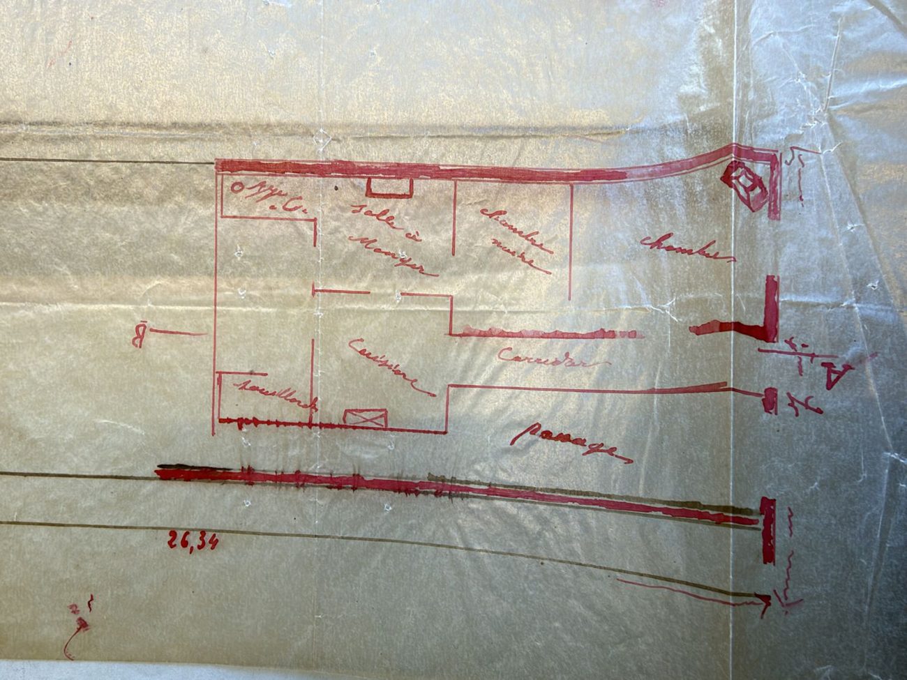 Plan de 1914 d’une échoppe bordelaise, consulté aux Archives de Bordeaux Métropole